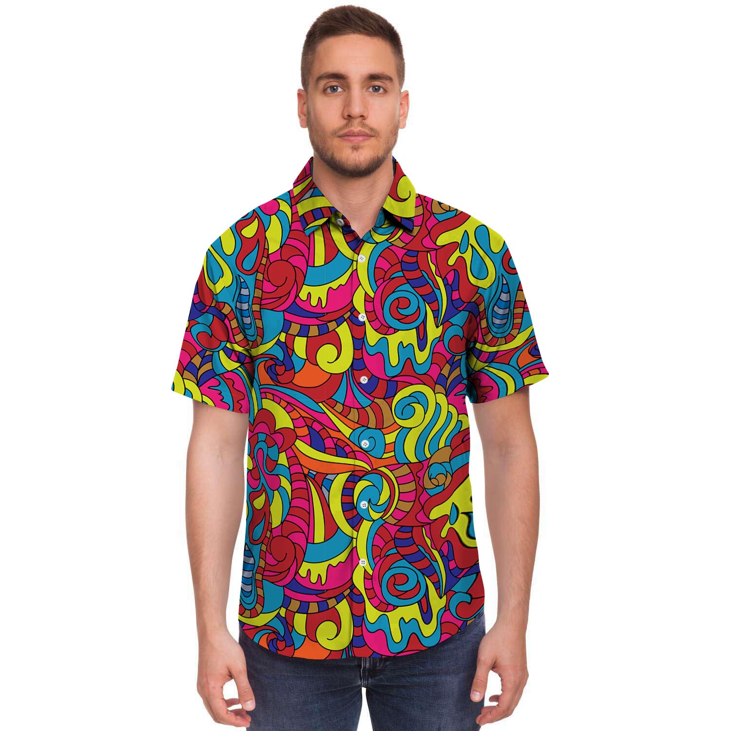 Stained Glass Psychedelic Trippy Men's Short Sleeve Shirt-grizzshop