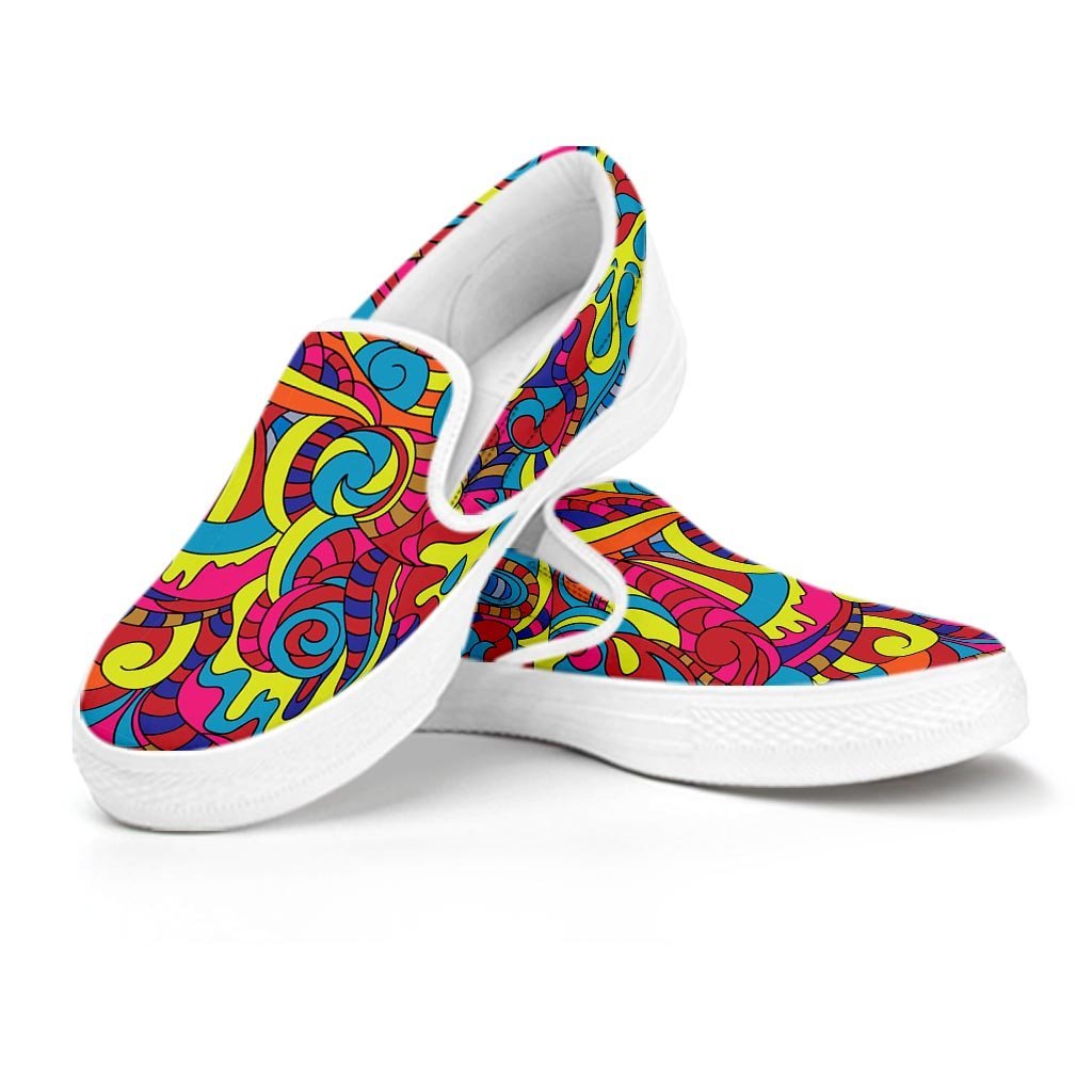 Stained Glass Psychedelic Trippy Men's Slip On Sneakers-grizzshop