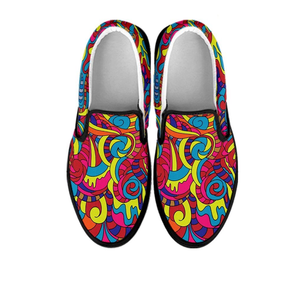 Stained Glass Psychedelic Trippy Men's Slip On Sneakers-grizzshop