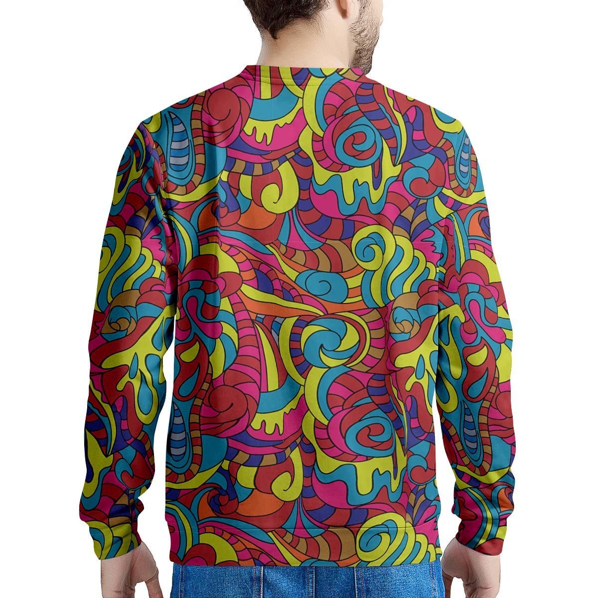 Stained Glass Psychedelic Trippy Men's Sweatshirt-grizzshop