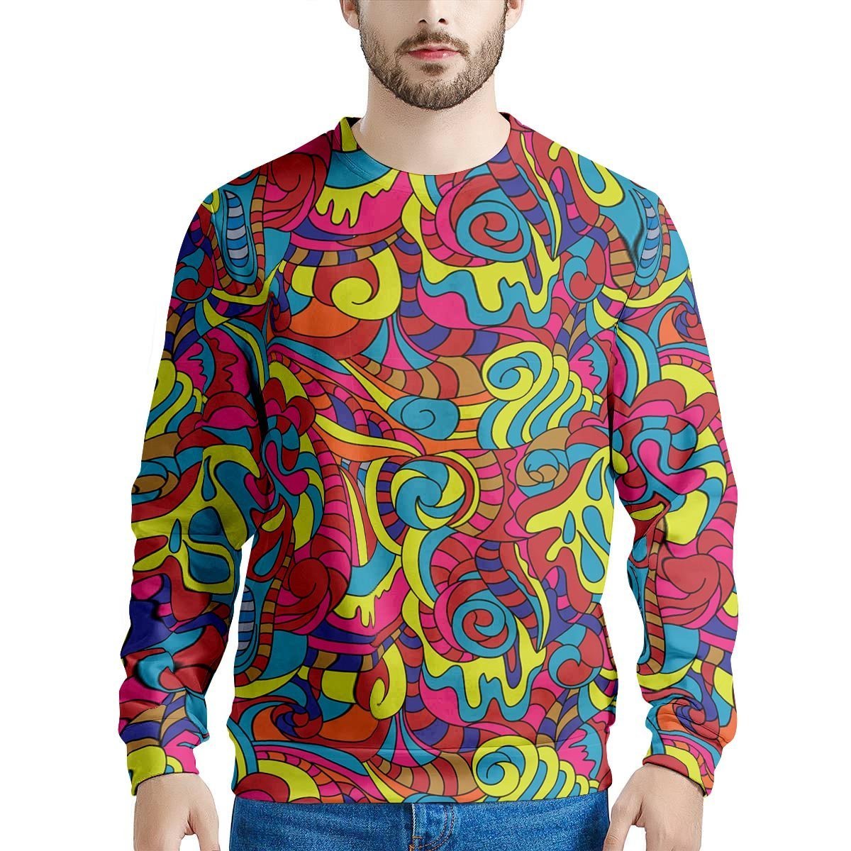 Stained Glass Psychedelic Trippy Men's Sweatshirt-grizzshop