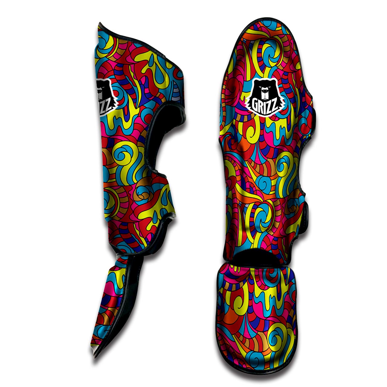 Stained Glass Psychedelic Trippy Muay Thai Shin Guard-grizzshop