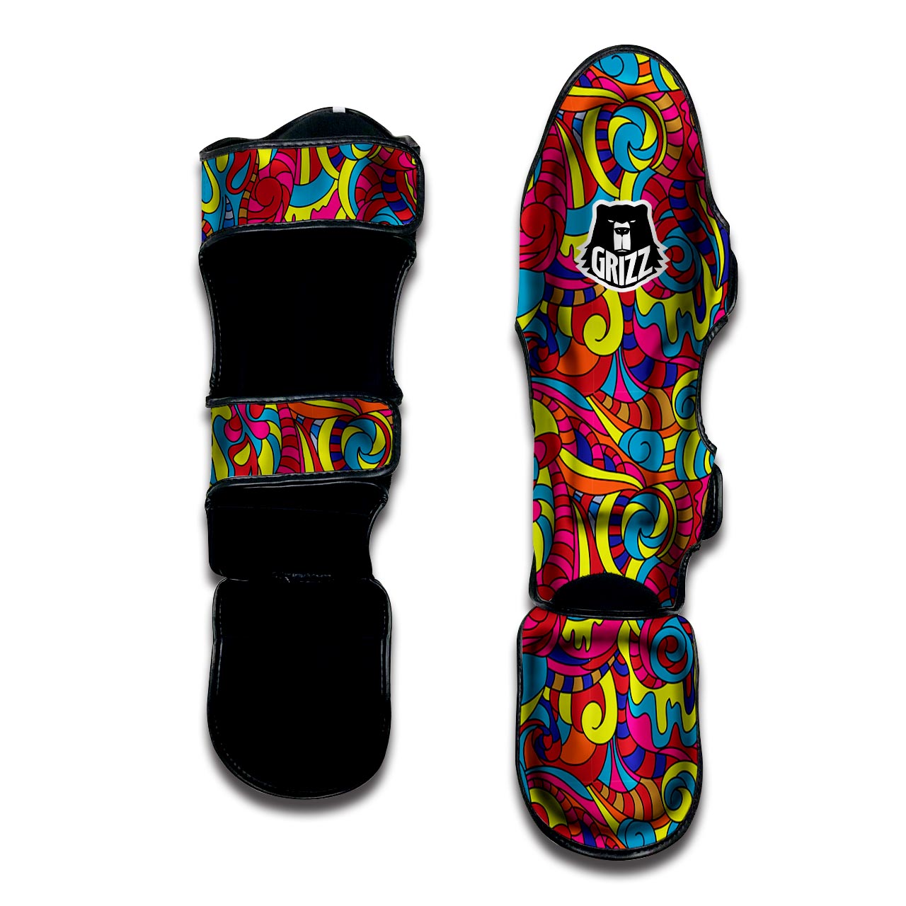 Stained Glass Psychedelic Trippy Muay Thai Shin Guard-grizzshop