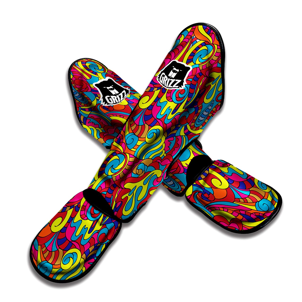 Stained Glass Psychedelic Trippy Muay Thai Shin Guard-grizzshop