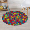 Stained Glass Psychedelic Trippy Round Rug-grizzshop