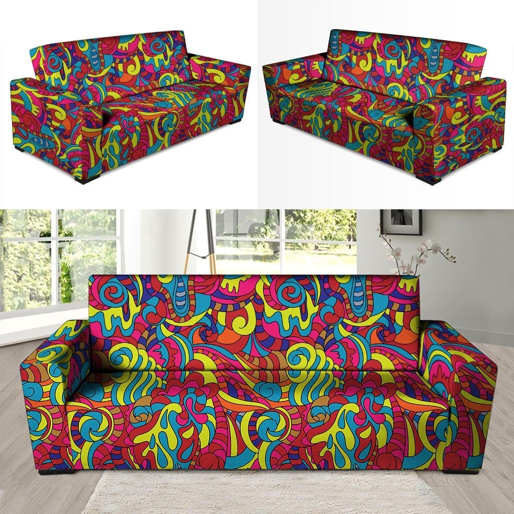 Stained Glass Psychedelic Trippy Sofa Cover-grizzshop