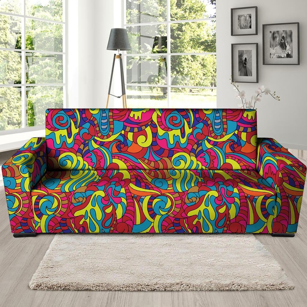 Stained Glass Psychedelic Trippy Sofa Cover-grizzshop