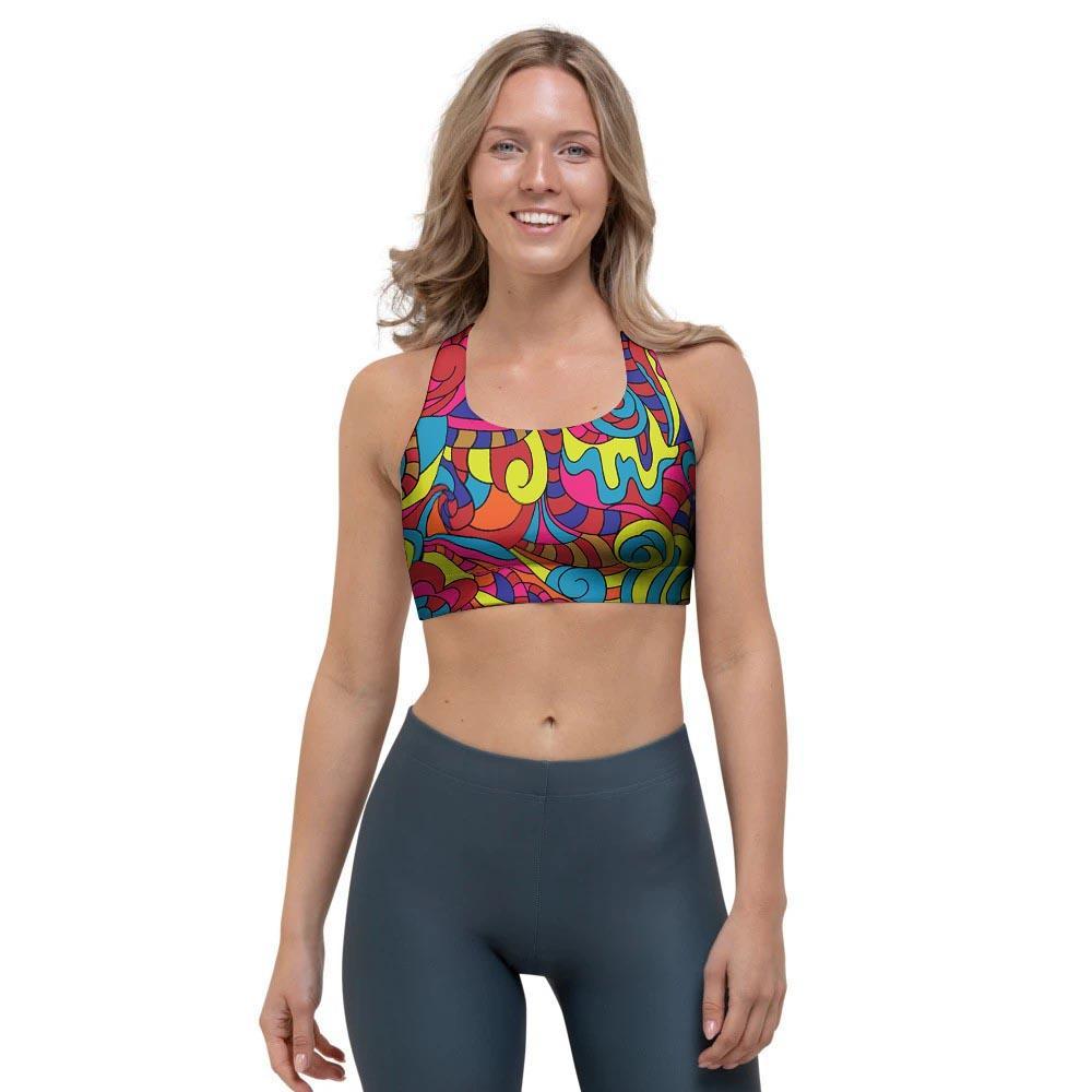 Stained Glass Psychedelic Trippy Sports Bra-grizzshop