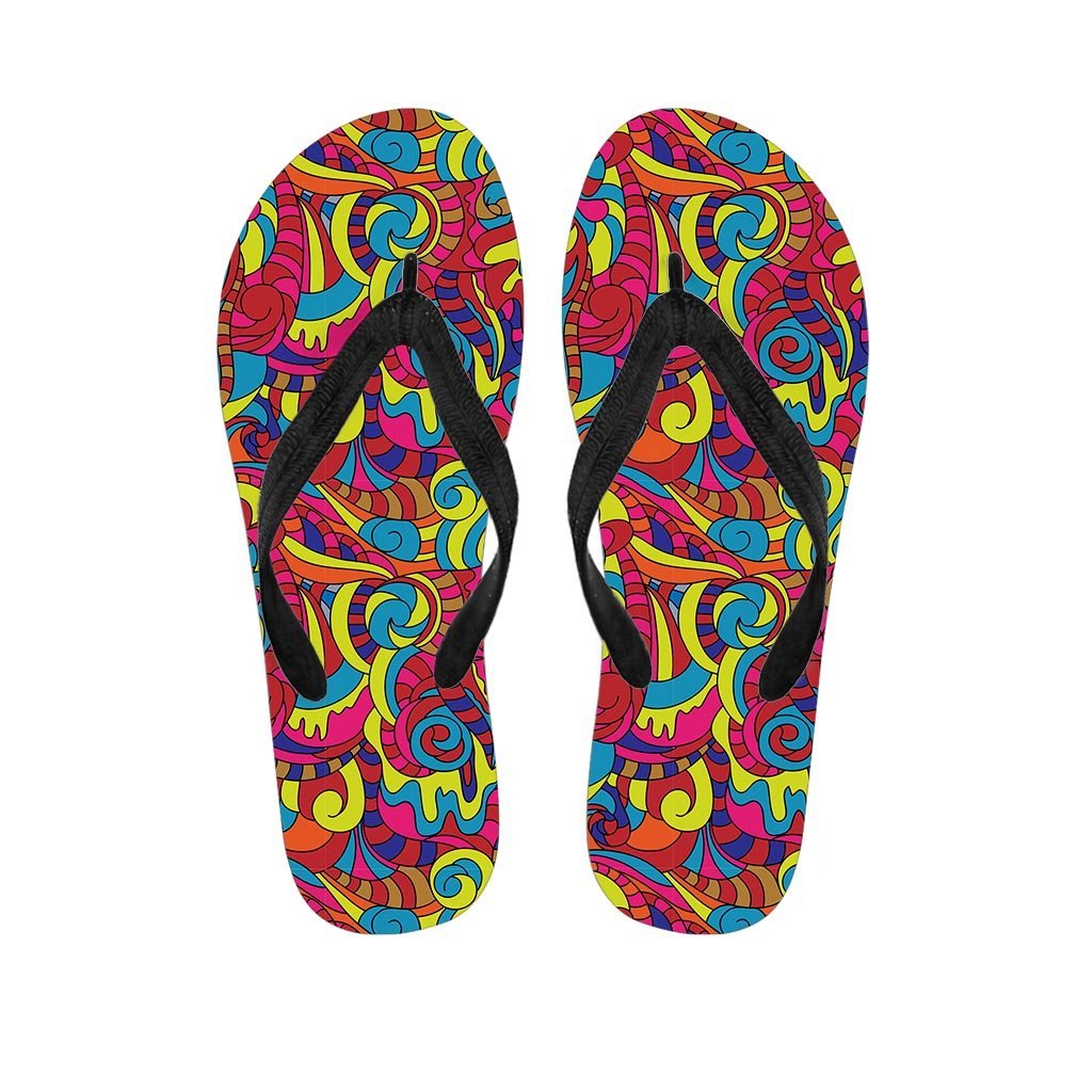 Stained Glass Psychedelic Trippy Women's Flip Flops-grizzshop