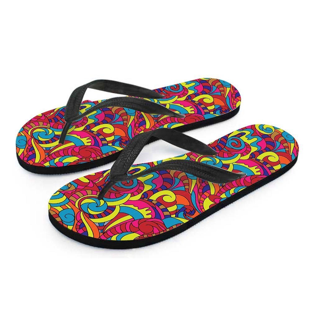 Stained Glass Psychedelic Trippy Women's Flip Flops-grizzshop