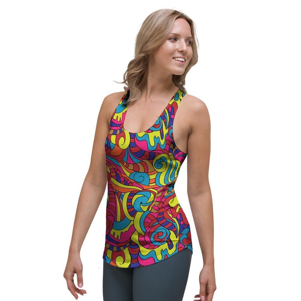 Stained Glass Psychedelic Trippy Women's Racerback Tank Top-grizzshop