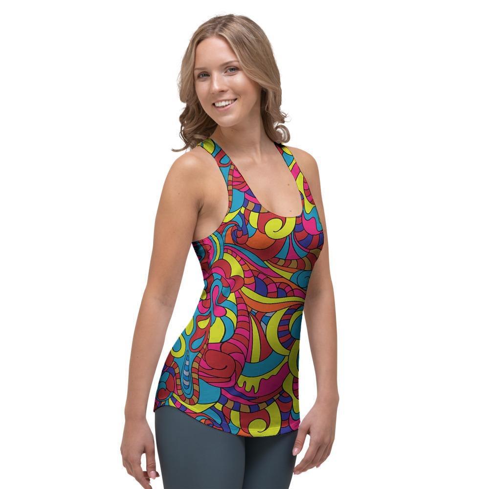 Stained Glass Psychedelic Trippy Women's Racerback Tank Top-grizzshop