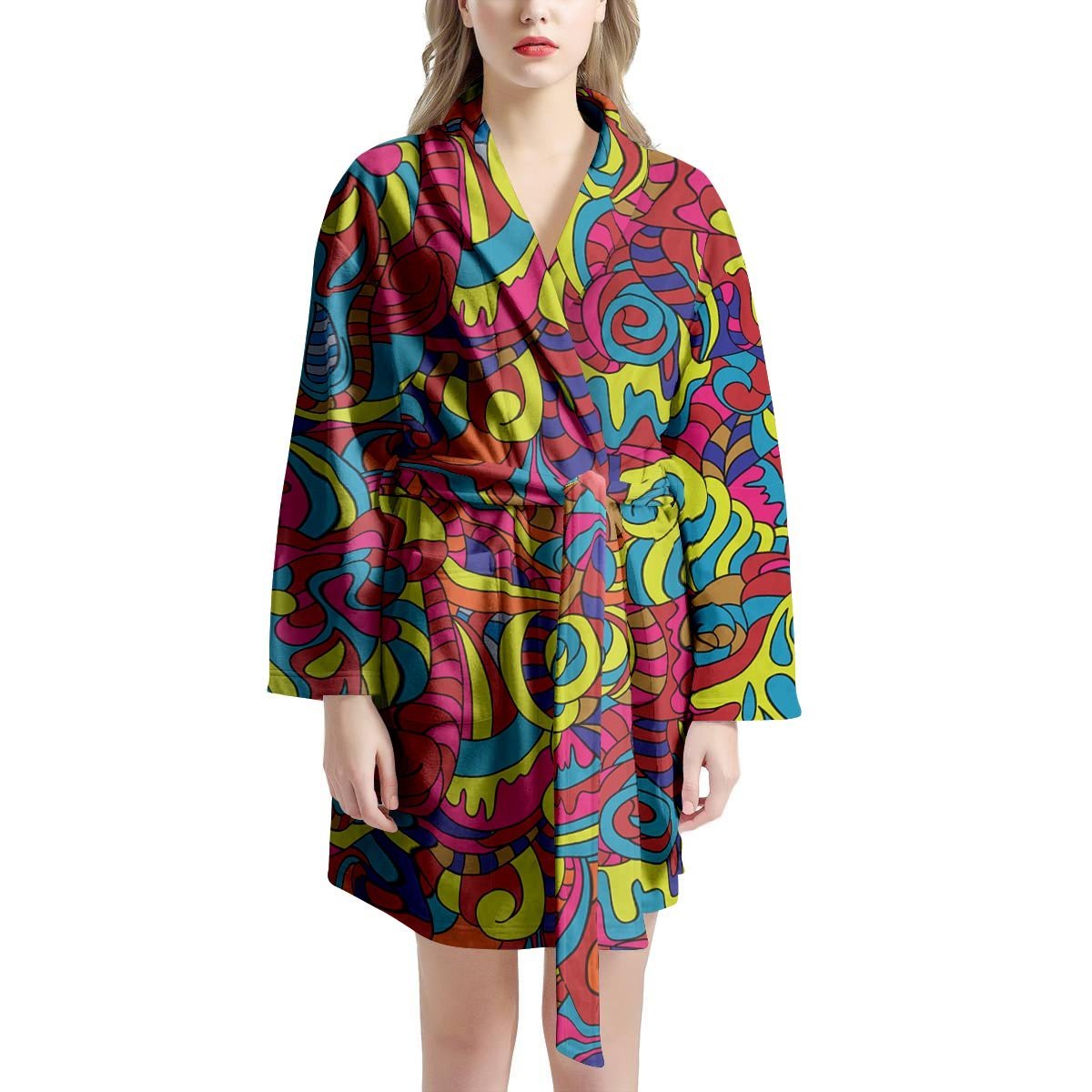 Stained Glass Psychedelic Trippy Women's Robe-grizzshop