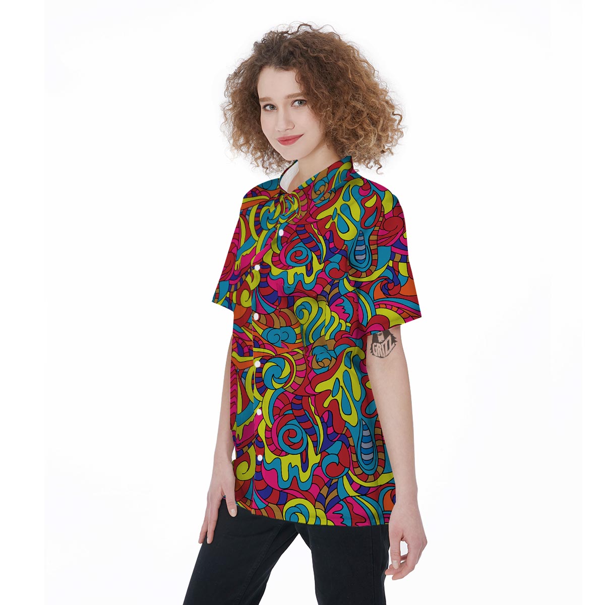 Stained Glass Psychedelic Trippy Women's Short Sleeve Shirts-grizzshop