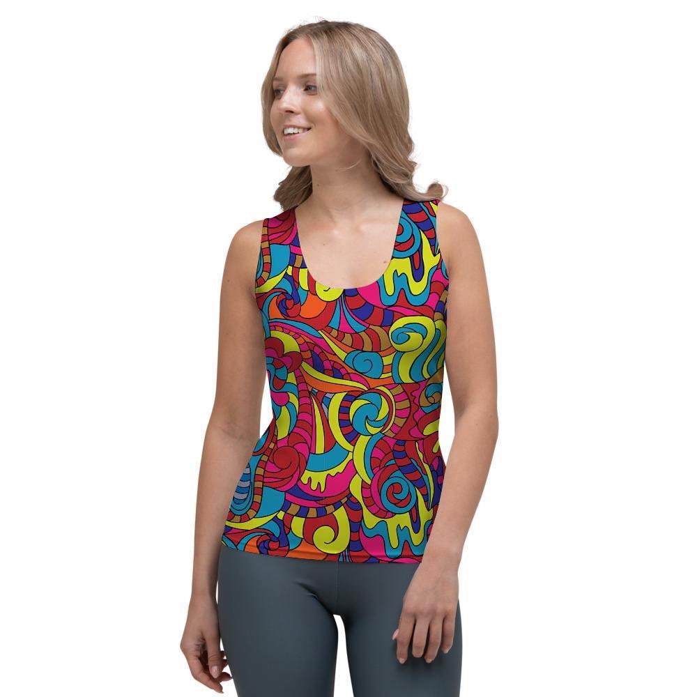 Stained Glass Psychedelic Trippy Women's Tank Top-grizzshop