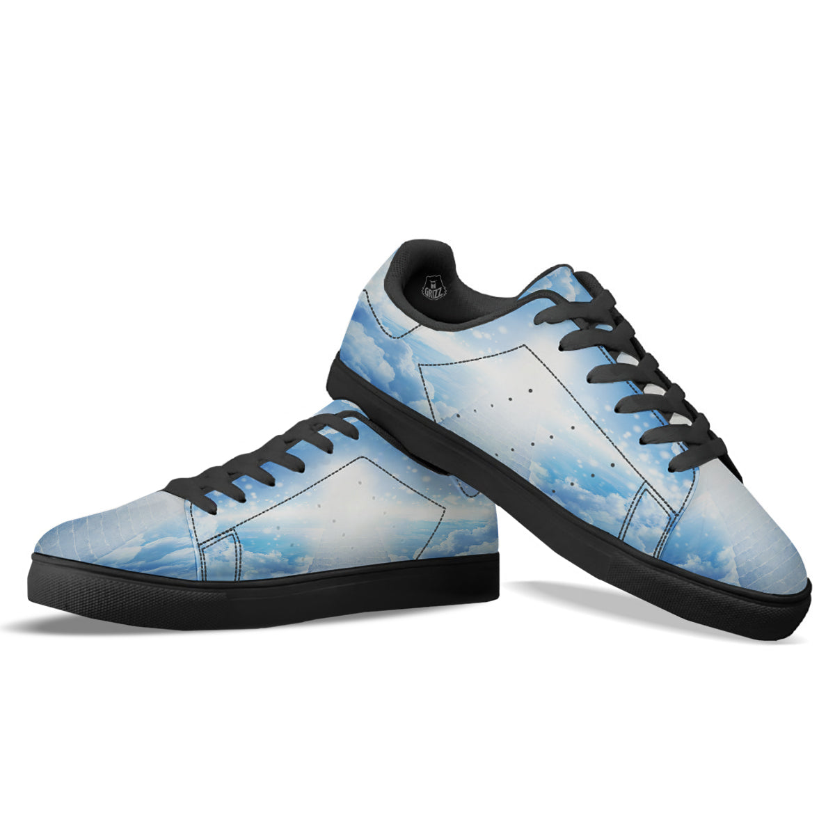 Stairs To Heaven Print Black Low Top Sneakers-grizzshop
