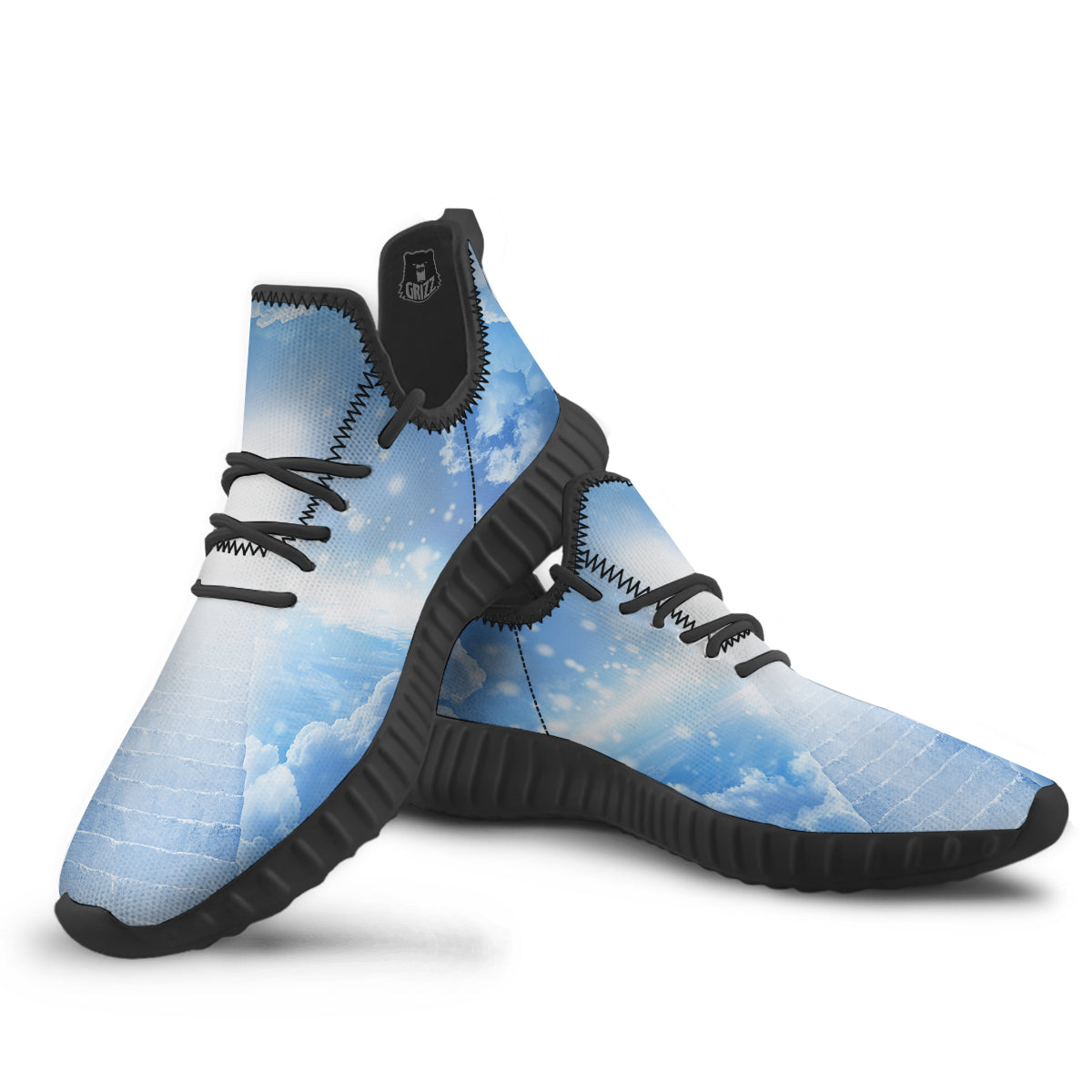 Stairs To Heaven Print Black Walking Shoes-grizzshop