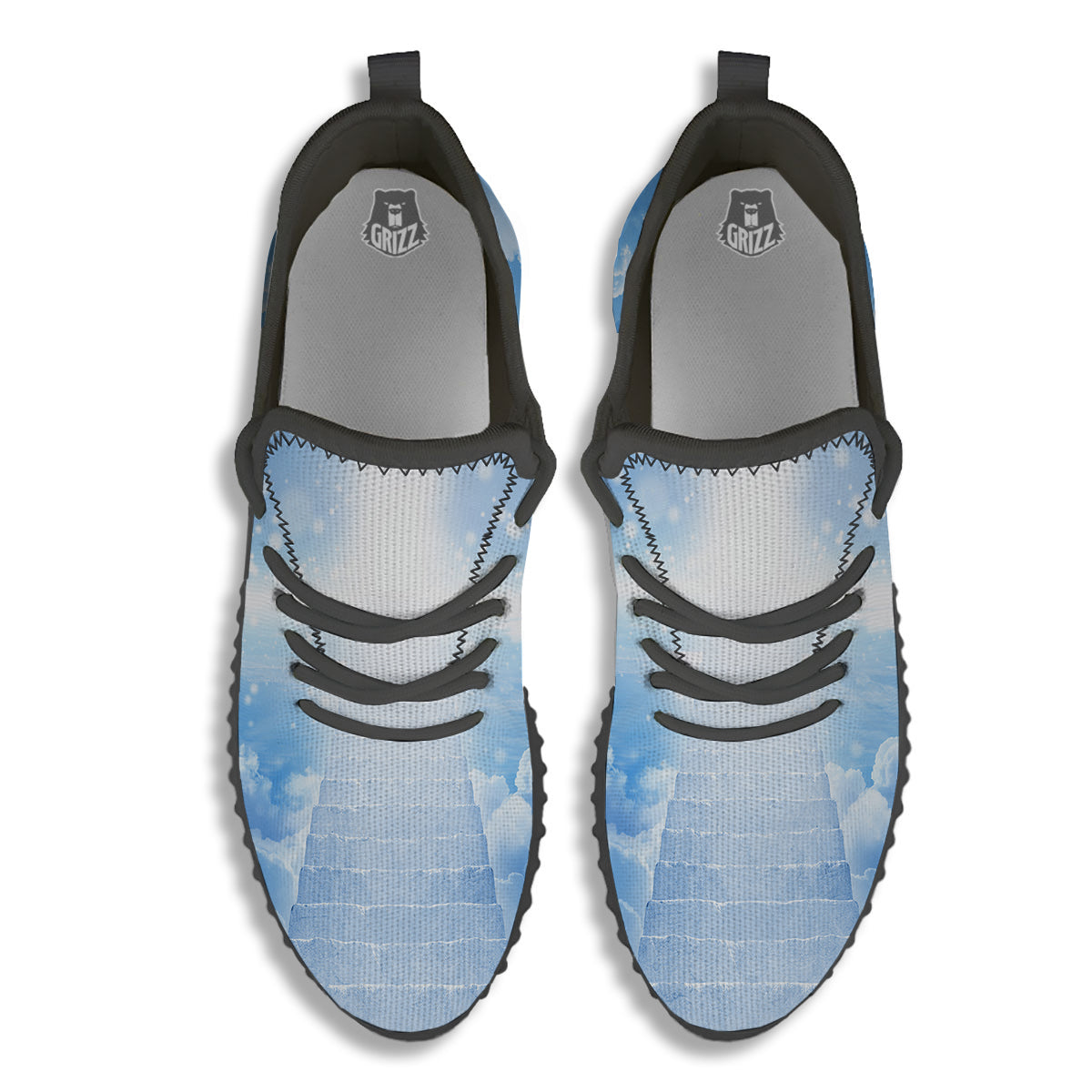 Stairs To Heaven Print Black Walking Shoes-grizzshop