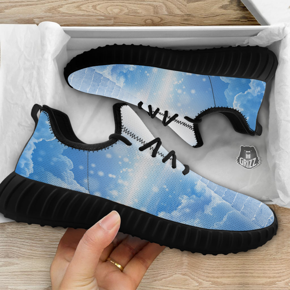 Stairs To Heaven Print Black Walking Shoes-grizzshop