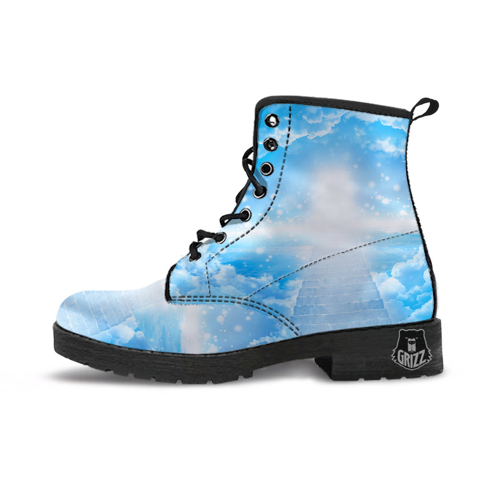 Stairs To Heaven Print Leather Boots-grizzshop