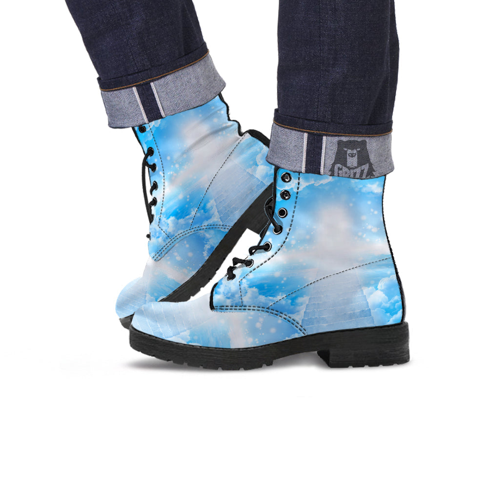 Stairs To Heaven Print Leather Boots-grizzshop