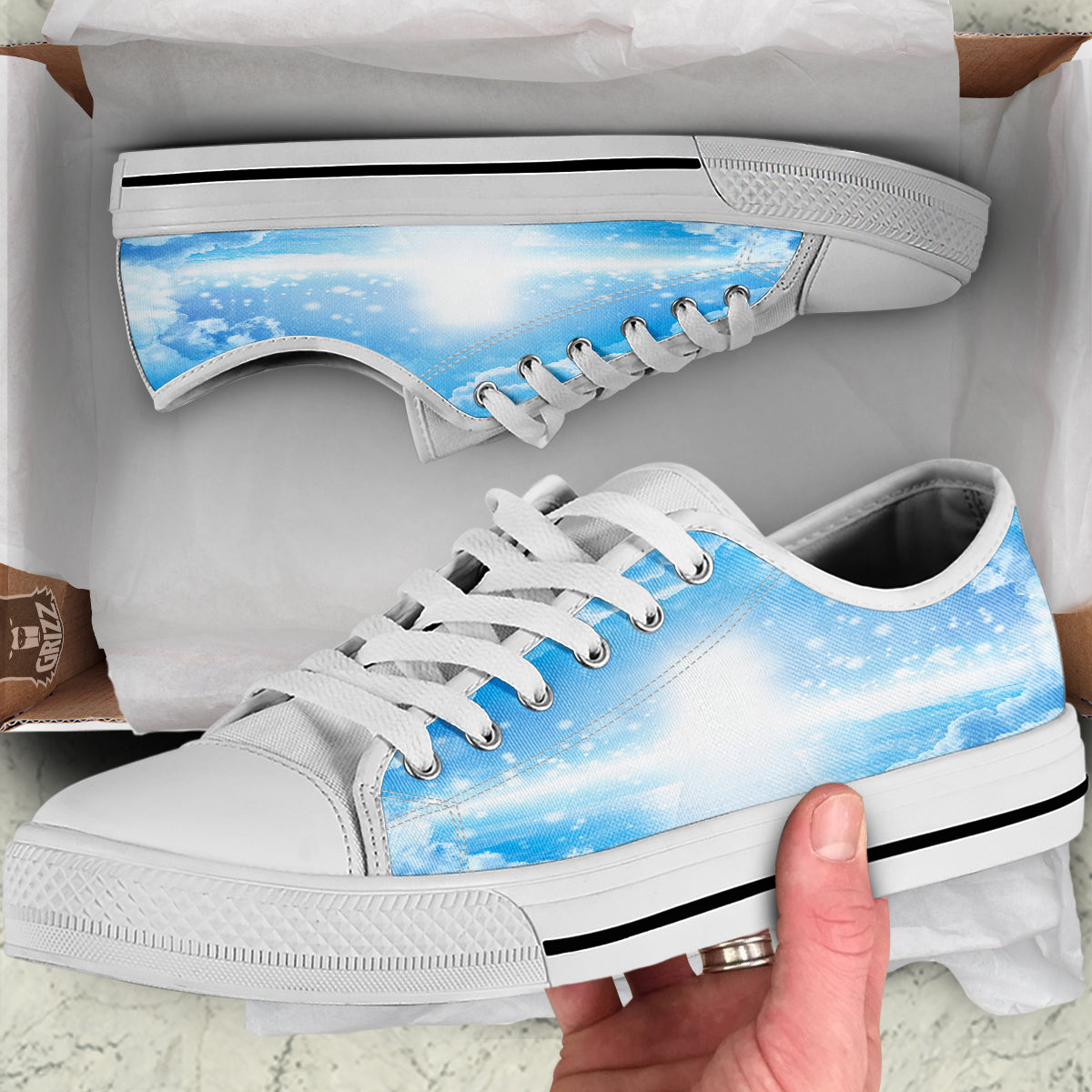 Stairs To Heaven Print White Low Top Shoes-grizzshop