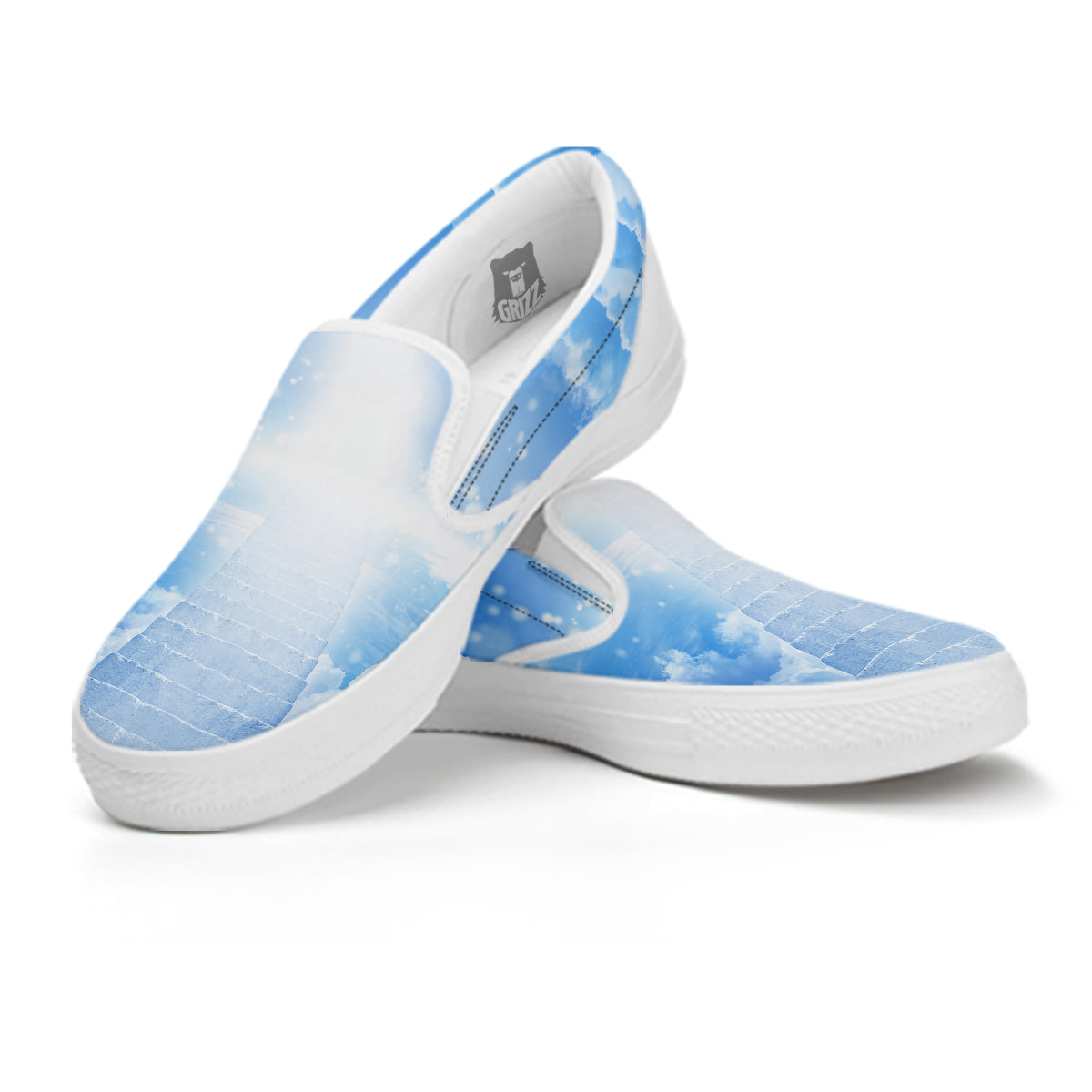 Stairs To Heaven Print White Slip On Shoes-grizzshop