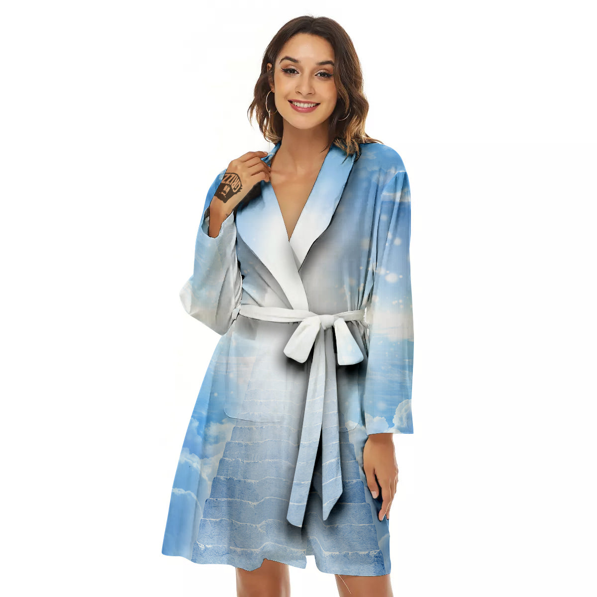 Stairs To Heaven Print Women's Robe-grizzshop