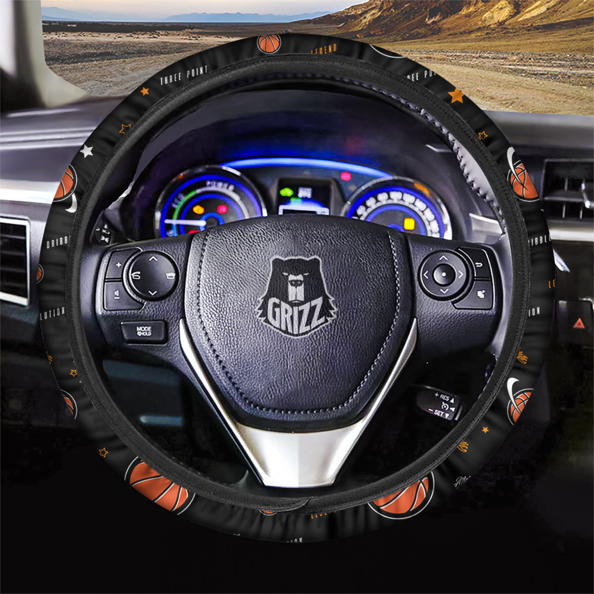 Star And Basketball Print Pattern Car Steering Wheel Cover-grizzshop