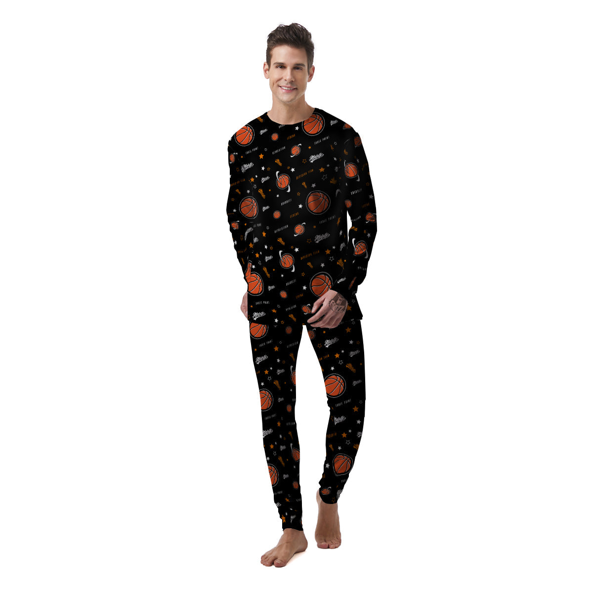 Star And Basketball Print Pattern Men's Pajamas-grizzshop