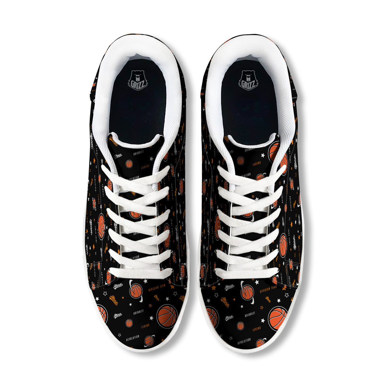Star And Basketball Print Pattern White Low Top Sneakers-grizzshop