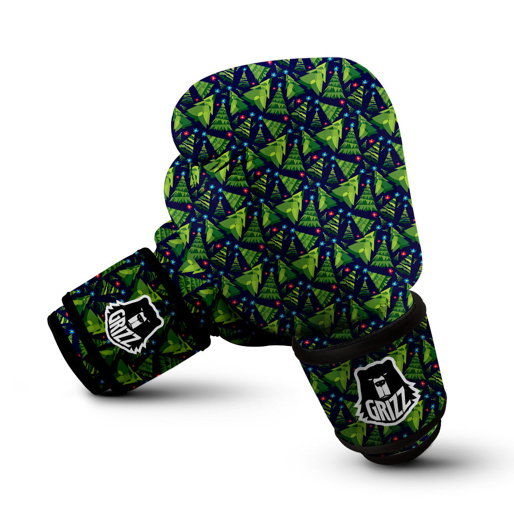 Star And Christmas Tree Print Pattern Boxing Gloves-grizzshop