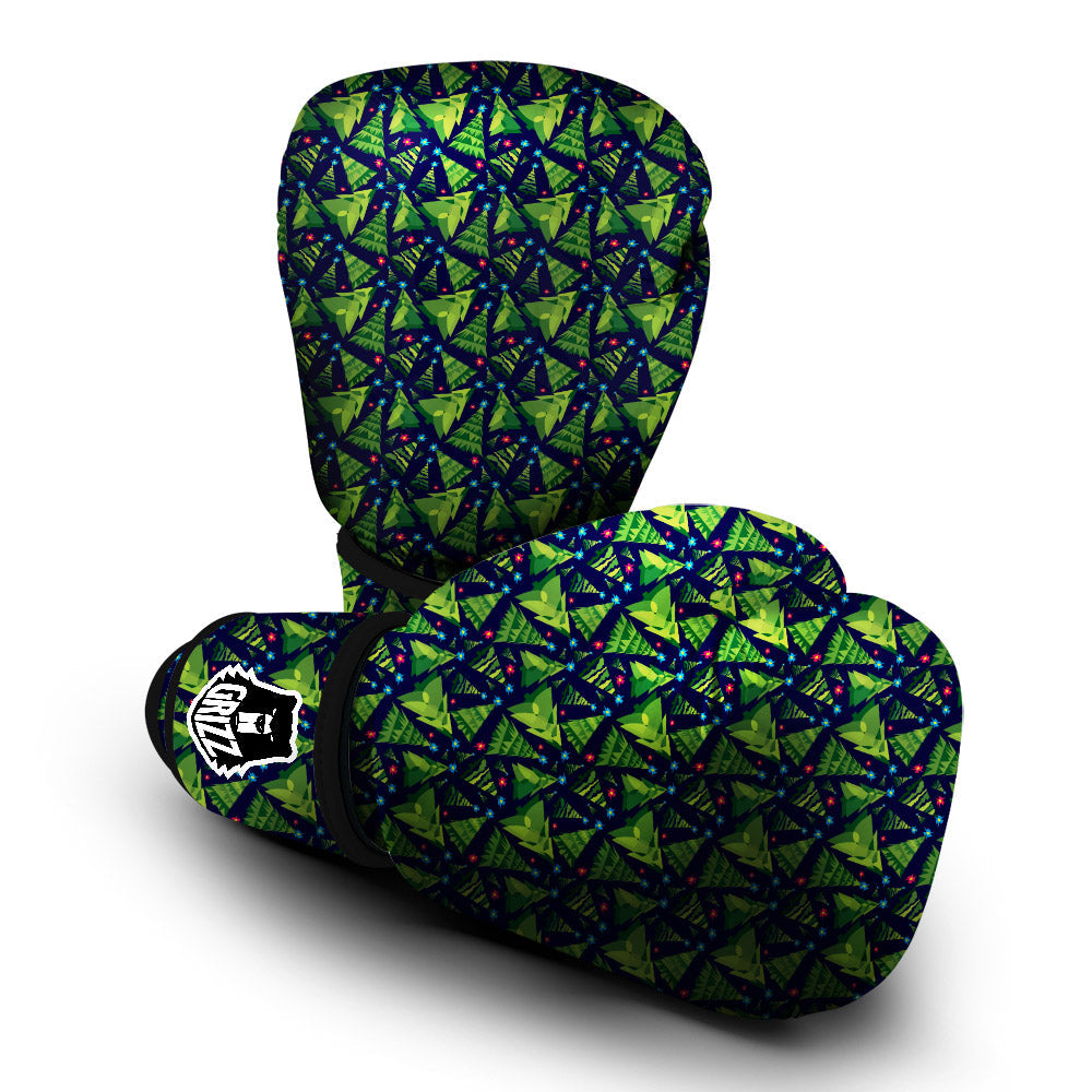 Star And Christmas Tree Print Pattern Boxing Gloves-grizzshop