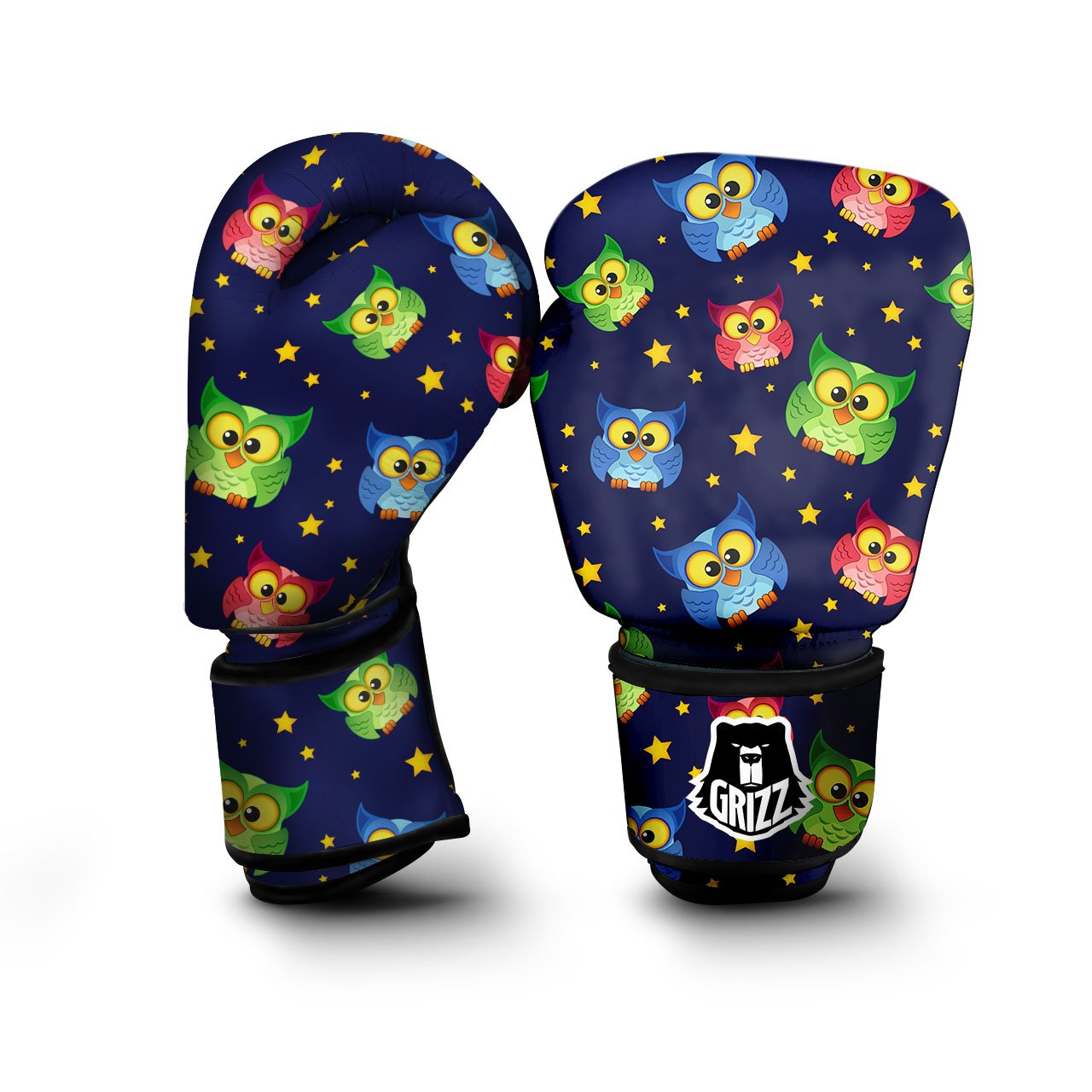 Star And Owl Print Pattern Boxing Gloves-grizzshop