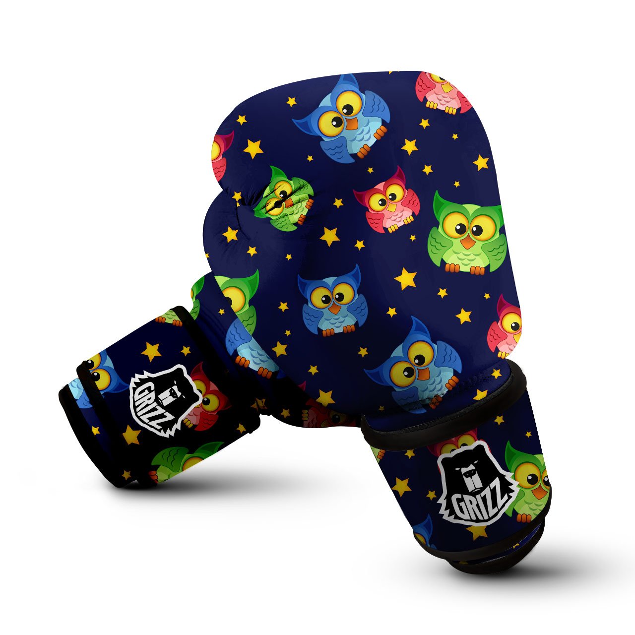 Star And Owl Print Pattern Boxing Gloves-grizzshop
