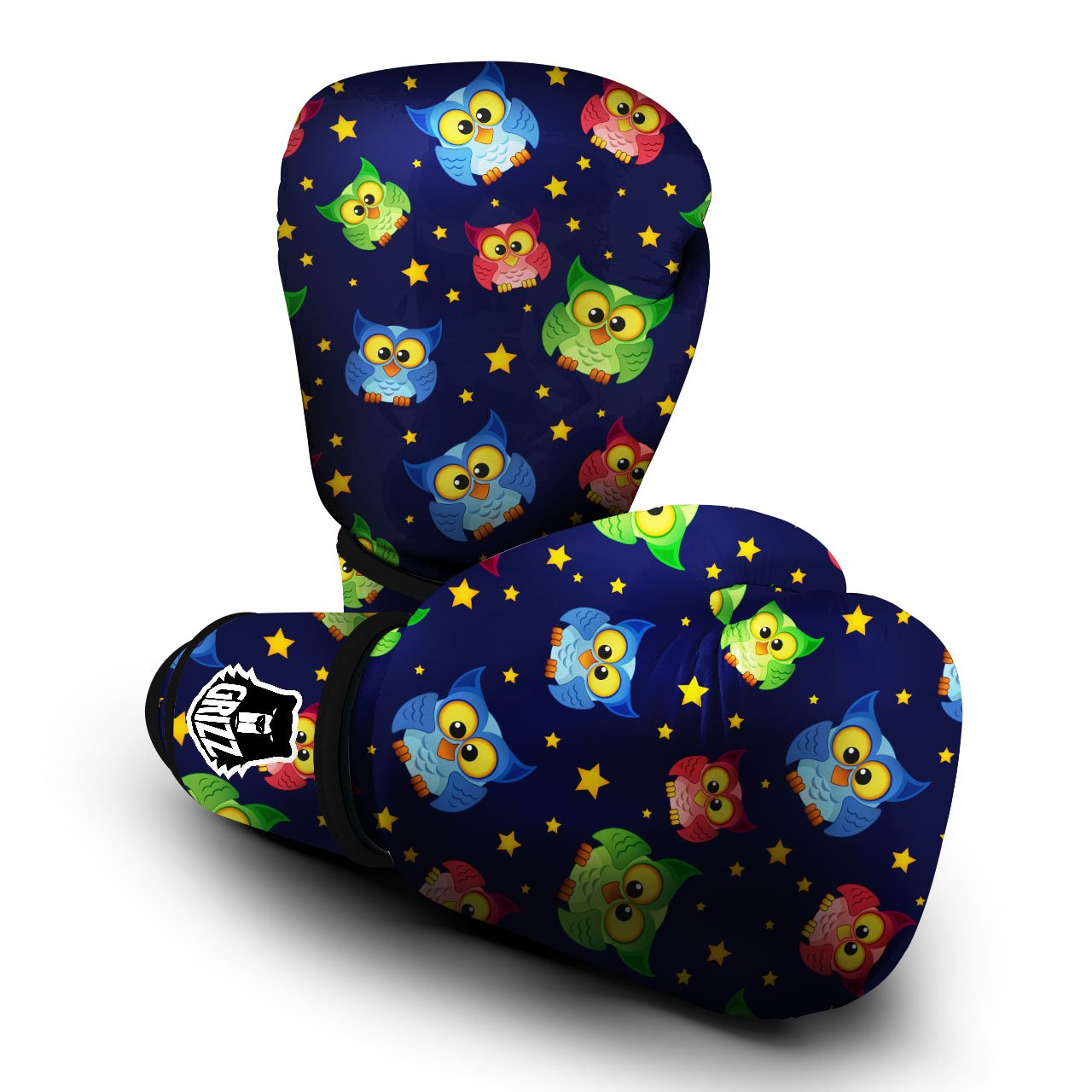 Star And Owl Print Pattern Boxing Gloves-grizzshop