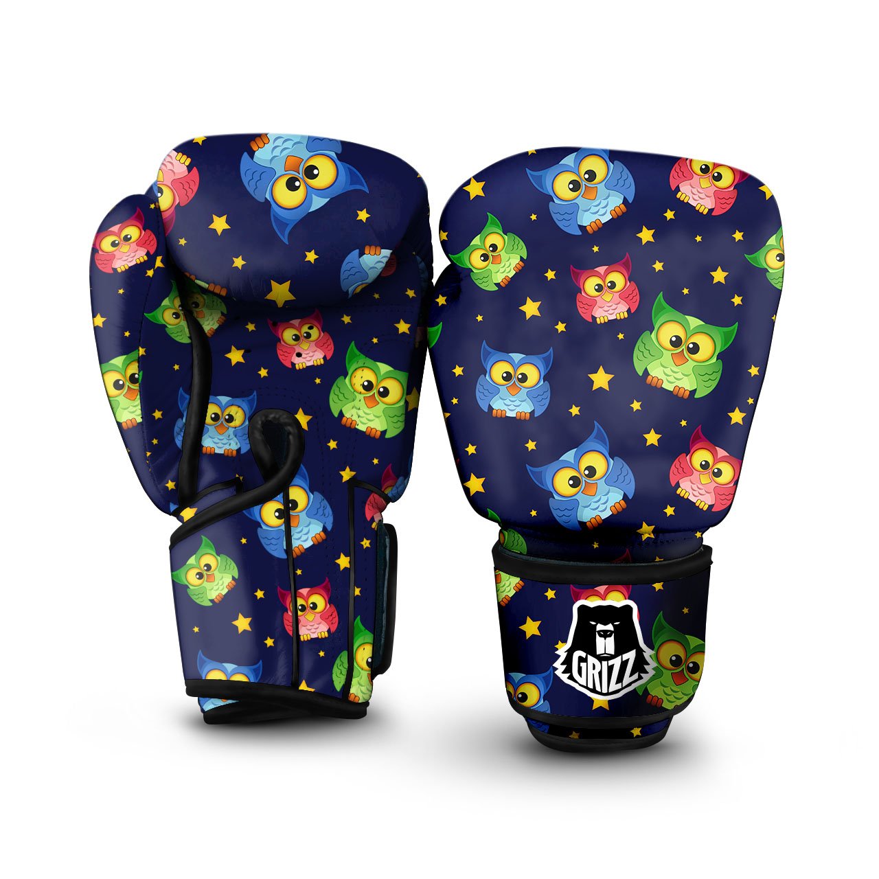 Star And Owl Print Pattern Boxing Gloves-grizzshop