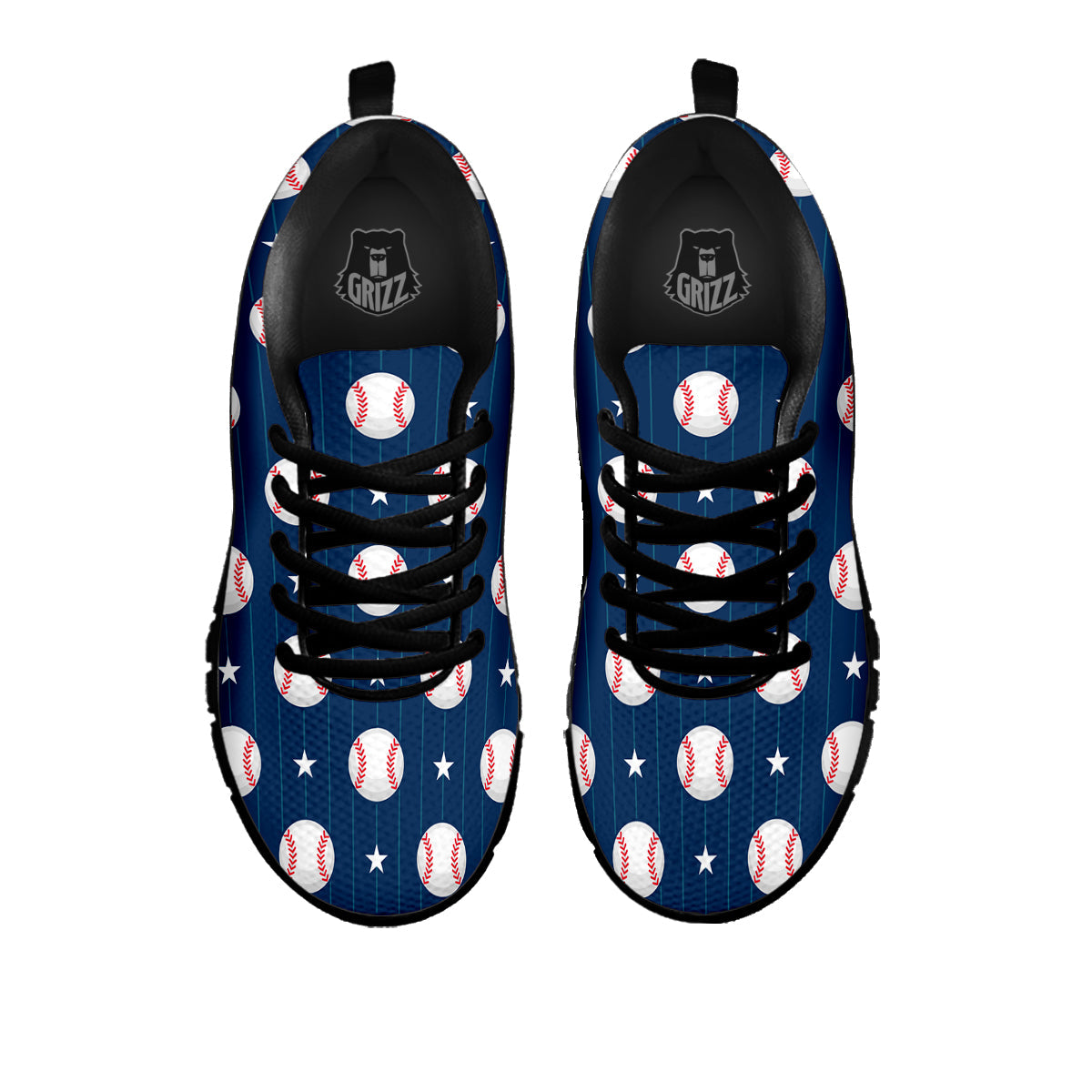 Star Baseballs Print Pattern Black Sneaker-grizzshop