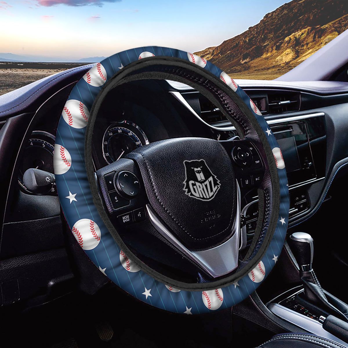 Star Baseballs Print Pattern Car Steering Wheel Cover-grizzshop