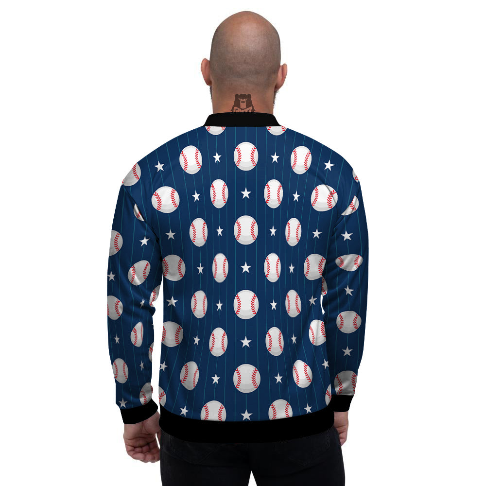 Star Baseballs Print Pattern Men's Bomber Jacket-grizzshop