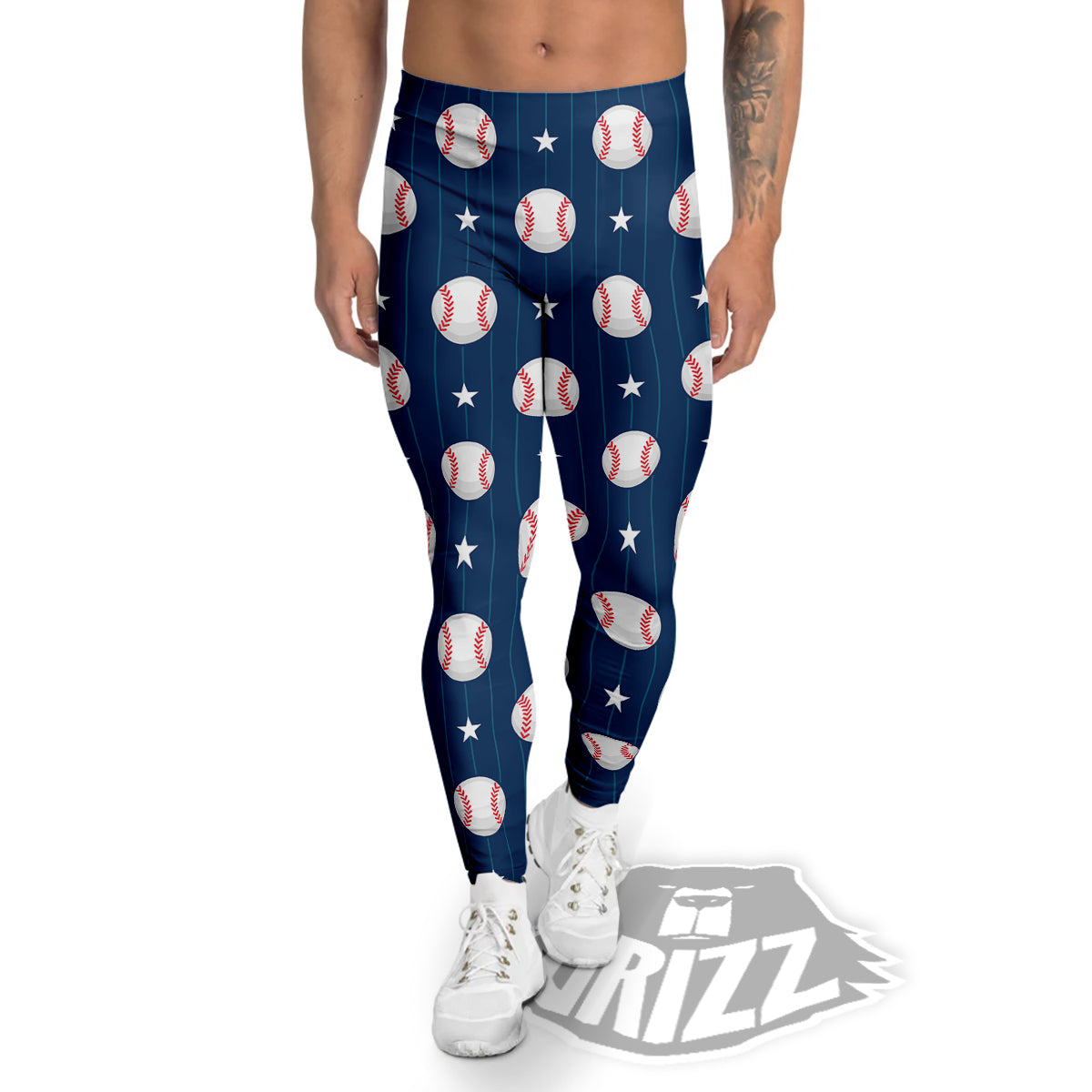 Star Baseballs Print Pattern Men's Leggings-grizzshop