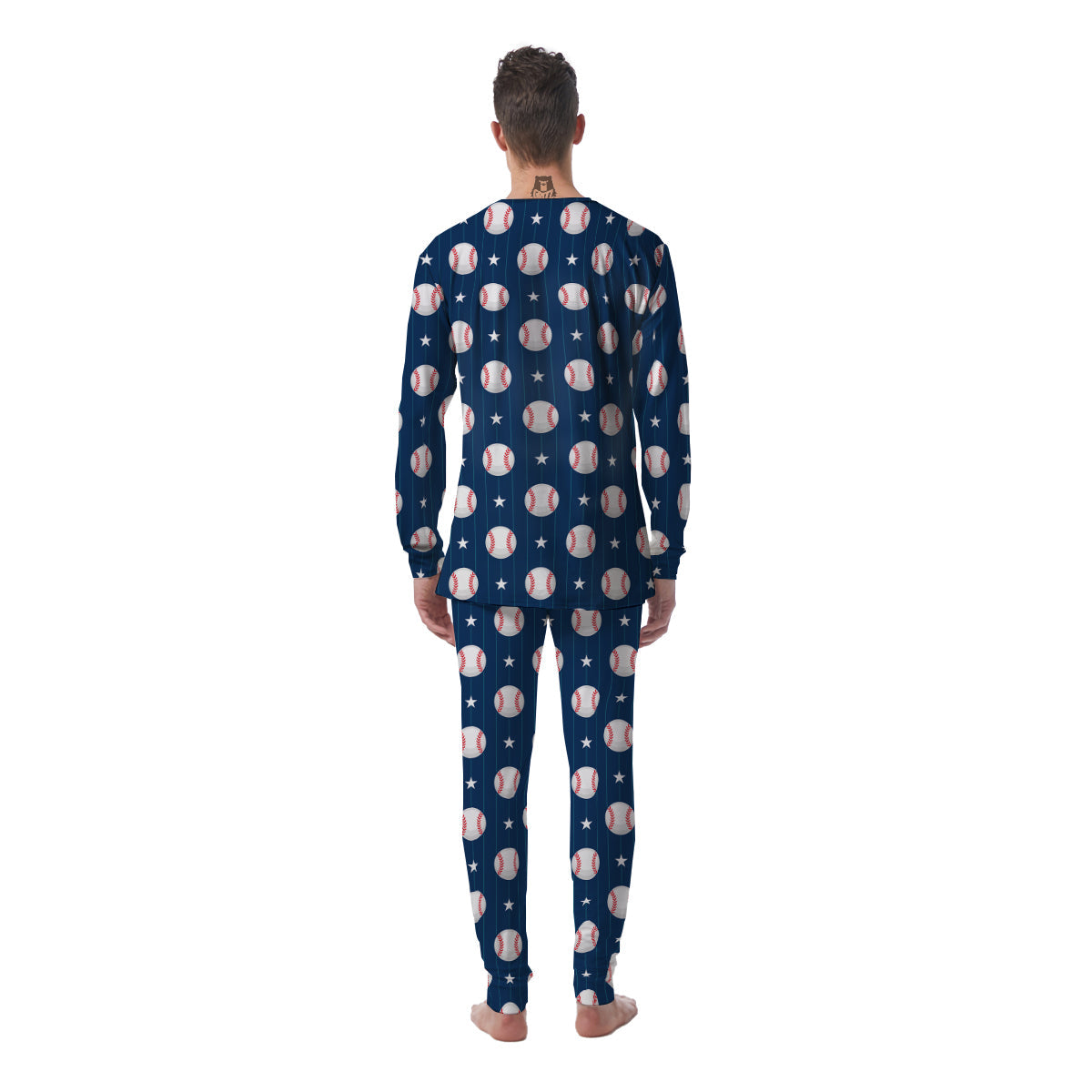 Star Baseballs Print Pattern Men's Pajamas-grizzshop