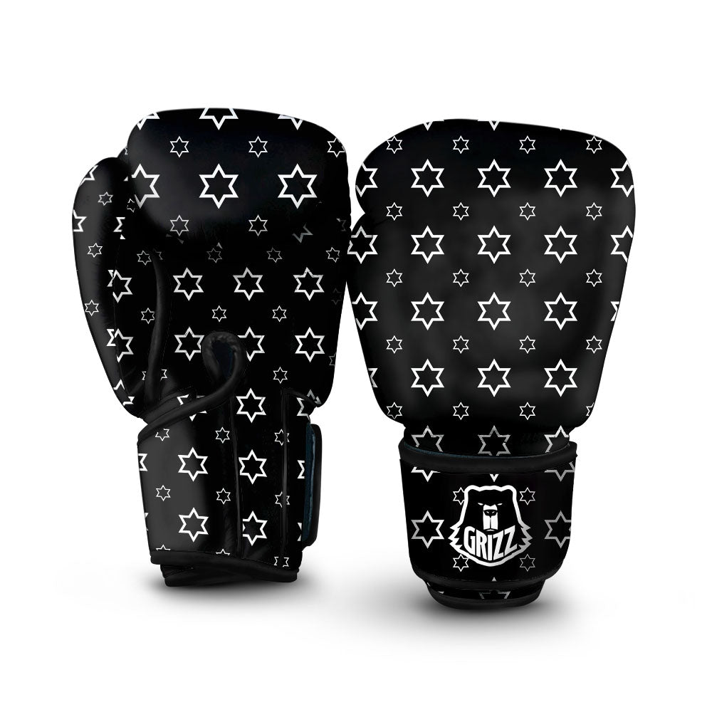 Star Black And White Print Pattern Boxing Gloves-grizzshop