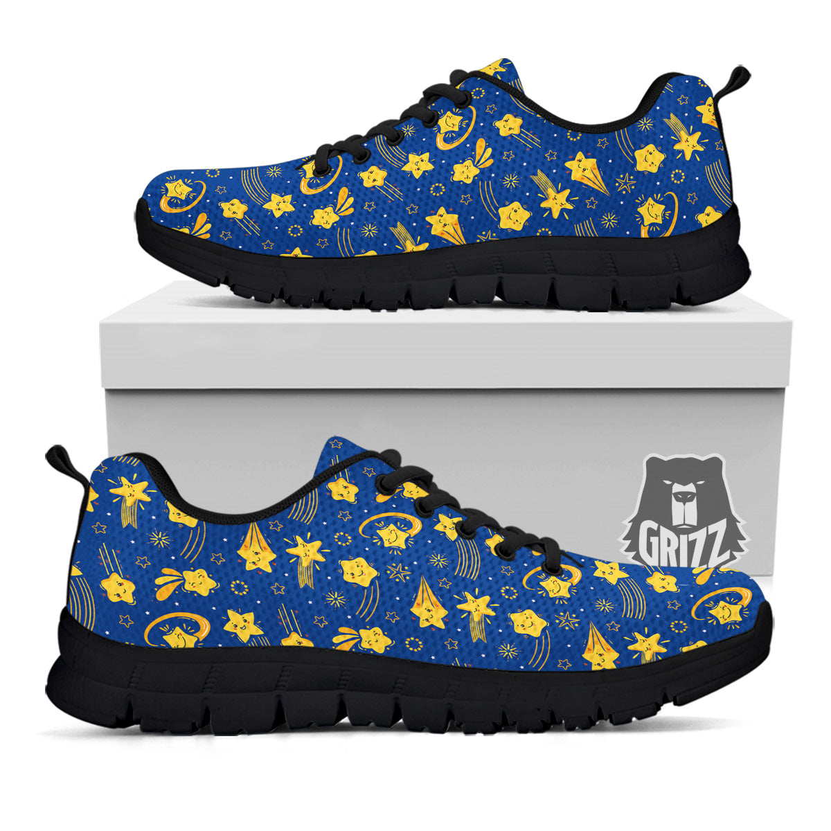 Star Cartoon Print Pattern Black Sneaker-grizzshop