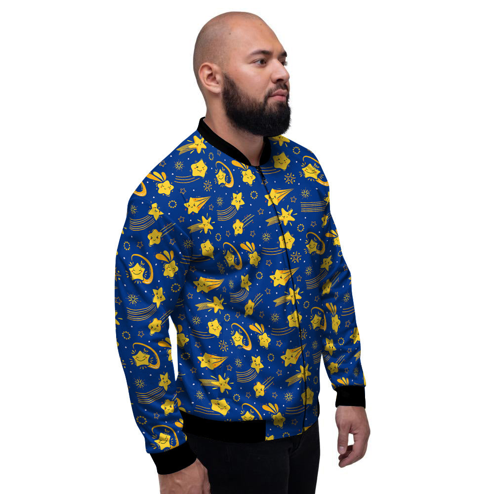 Star Cartoon Print Pattern Men's Bomber Jacket-grizzshop