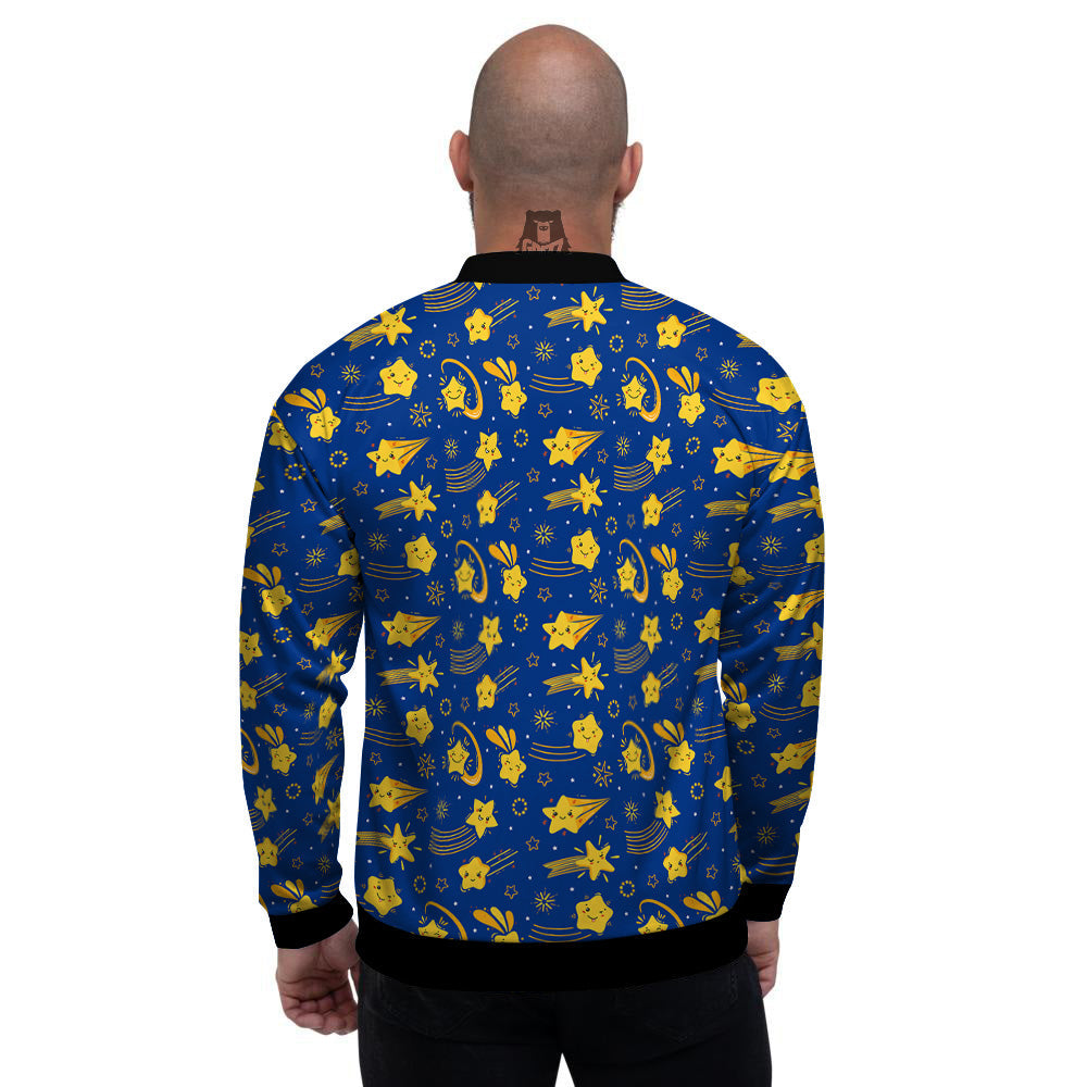 Star Cartoon Print Pattern Men's Bomber Jacket-grizzshop