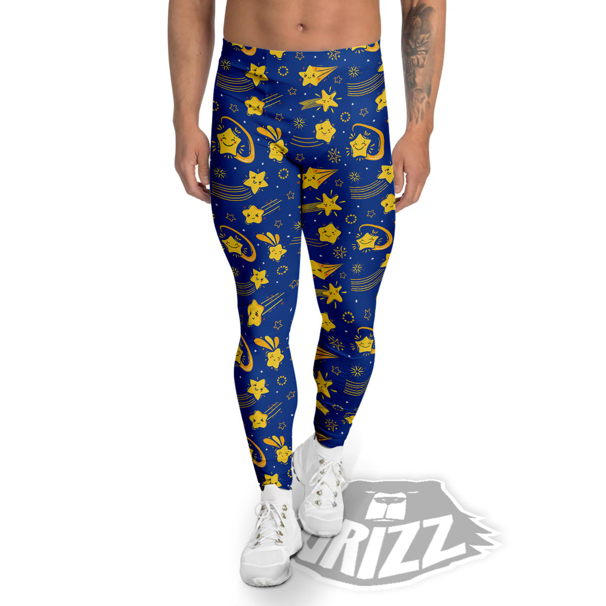 Star Cartoon Print Pattern Men's Leggings-grizzshop