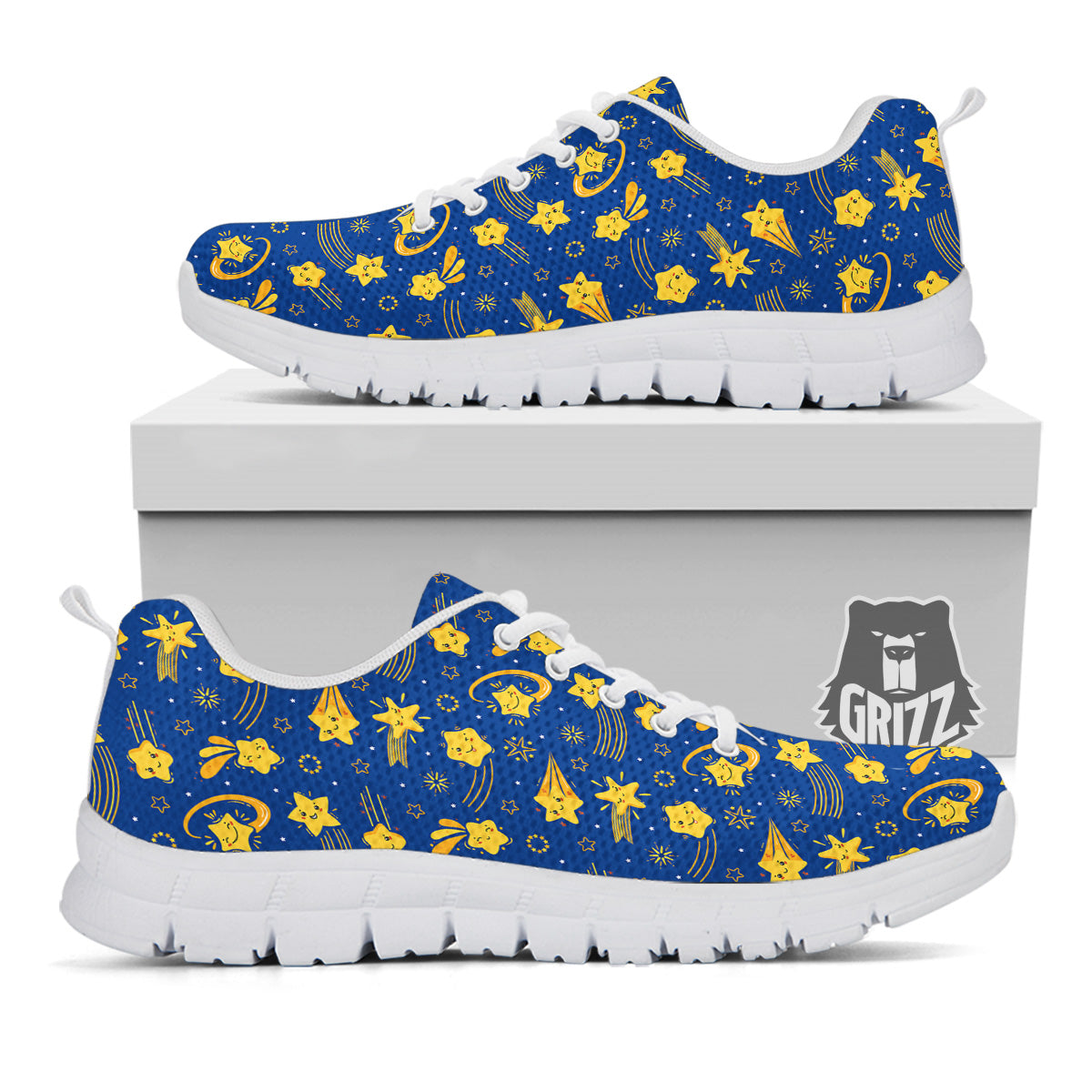 Star Cartoon Print Pattern White Sneaker-grizzshop