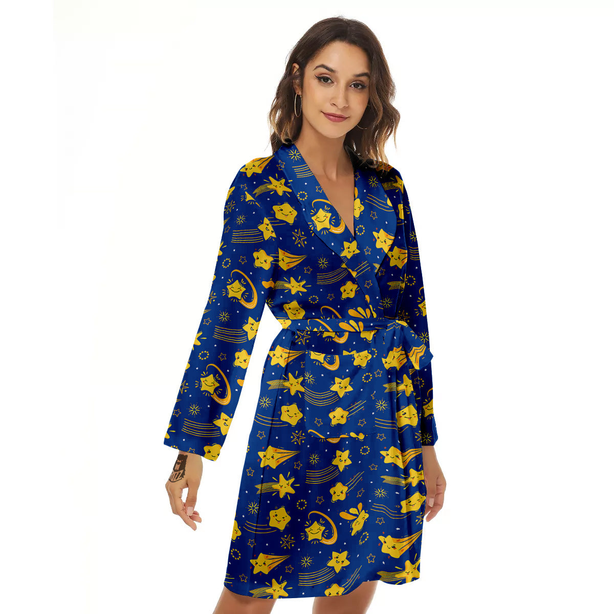 Star Cartoon Print Pattern Women's Robe-grizzshop