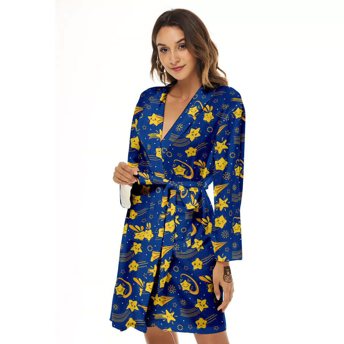 Star Cartoon Print Pattern Women's Robe-grizzshop